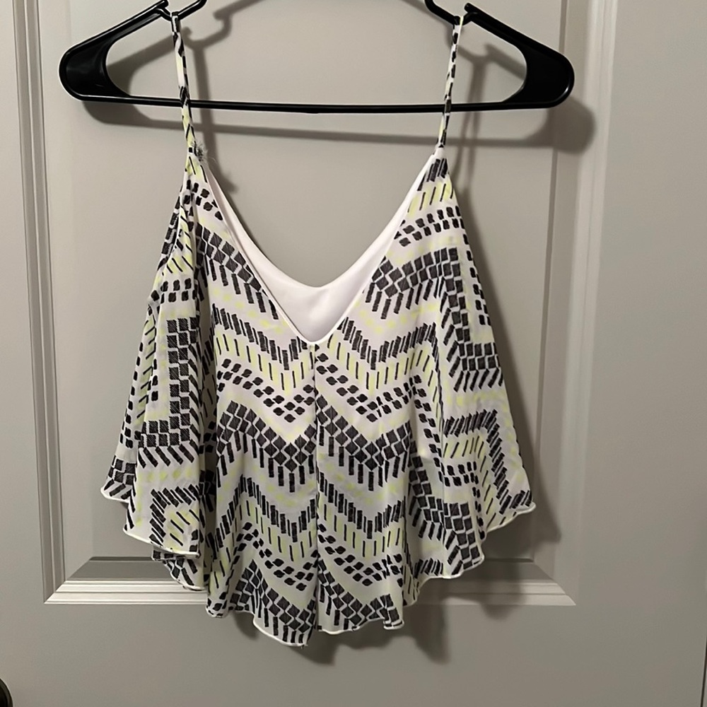 Black and yellow flowy crop top cami